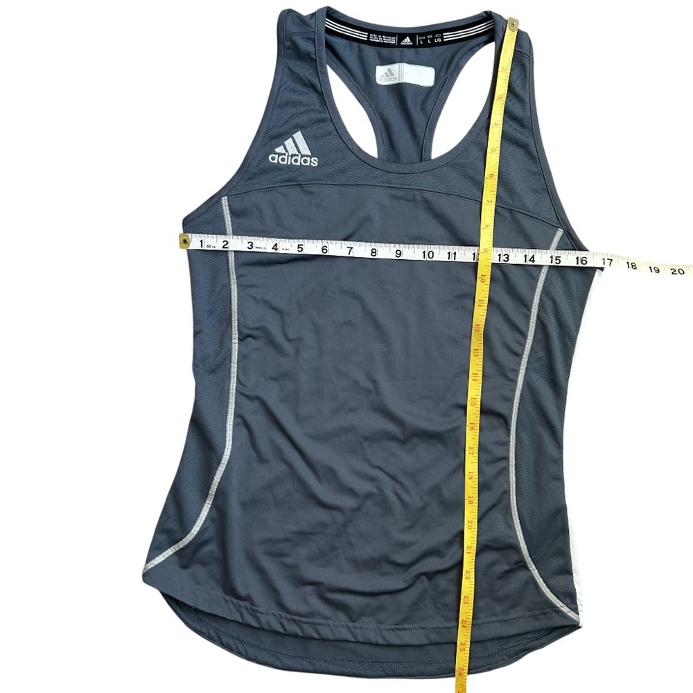 ADIDAS‎ Women’s Climacool Racerback Tank Top Onyx Gray/White Compression L - Picture 8 of 13